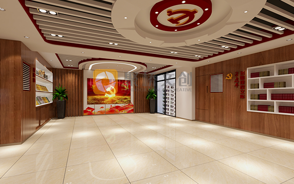 智慧黨建展廳設(shè)計效果圖+平面布置圖，創(chuàng)新設(shè)計理念